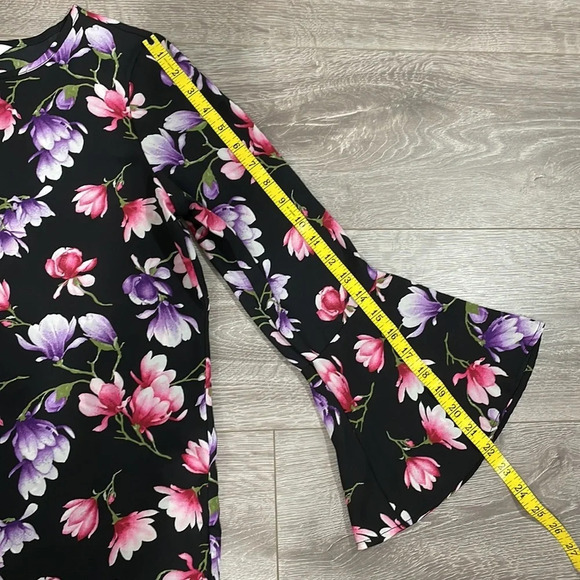 Counterparts Flare Long Sleeve Black Floral Blouse S - Picture 11 of 15